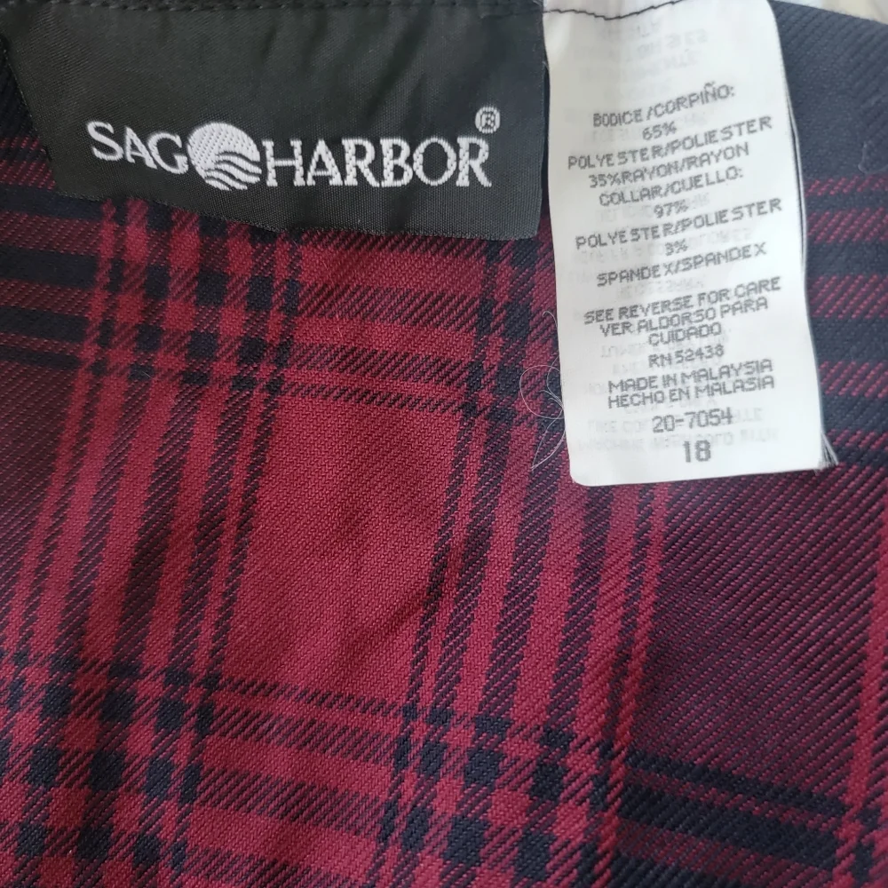 Sag Harbor NWT Vintage Plaid Red Navy Blue Preppy Blazer Office  18 gold buttons